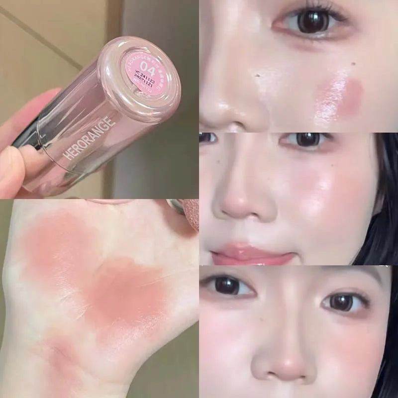 Peach Pink Plush Brush Liquid Blush Cheek Cream Smooth Long Lasting Velvet Matte Nude Apricot Orange Blusher Easy To Wear Tri Light Beauty