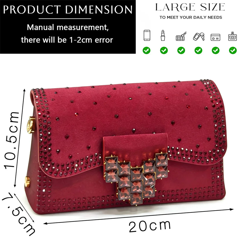 Venus Chan 2026 INS Italy Elegant Rhinestone Pointed Toe High Heels & Matching Bag Set - Perfect for Women's Parties & Weddings Pi-Mart
