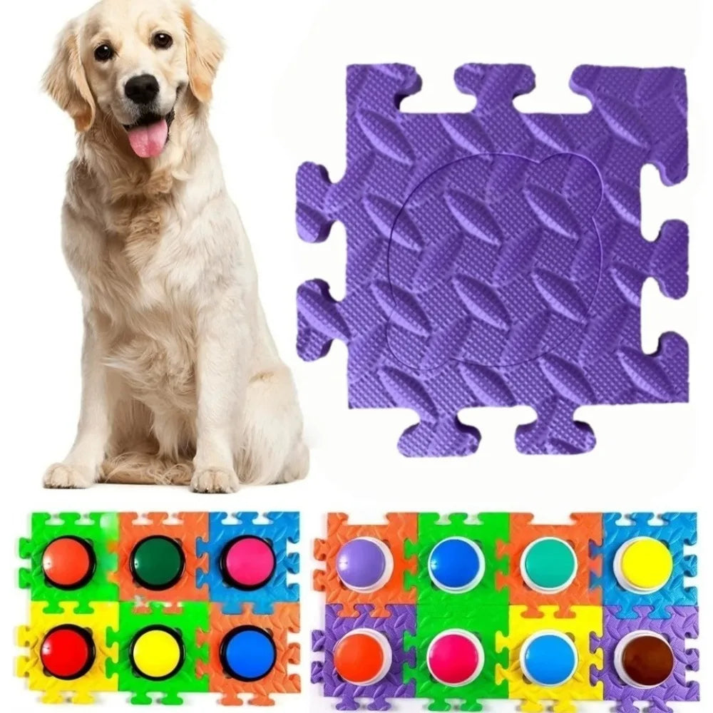 6pc Pet Button Puzzle EVA Pad Dog Cat Training Communication Buttons Anti Slip Mat Interactive Toy Multi-functional Pet Supplies Pi-Mart