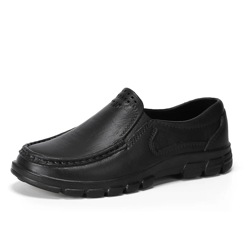 Chef shoes four season new anti slip oil resistant plus size business casual men's work leather shoes fashion comfort soft soled Pi-Mart