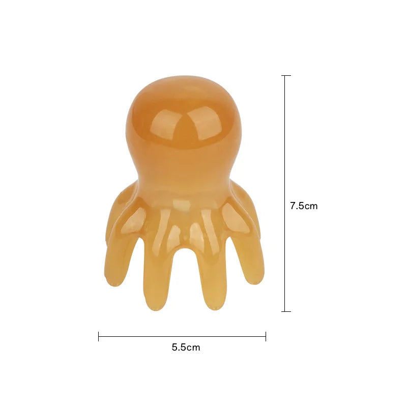 Octopus Head Massager Comb Head Meridian Manual Acupressure Tool Portable SPA Gua Sha Massage Comb Tri Light Beauty