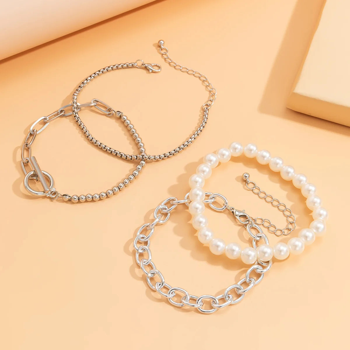 Boho Imitation Pearl Beaded Bracelet Women's Retro Fashion Creative Gold Color Beads O-Chain Bracelets Girls Birthday Jewelry Pi-Mart