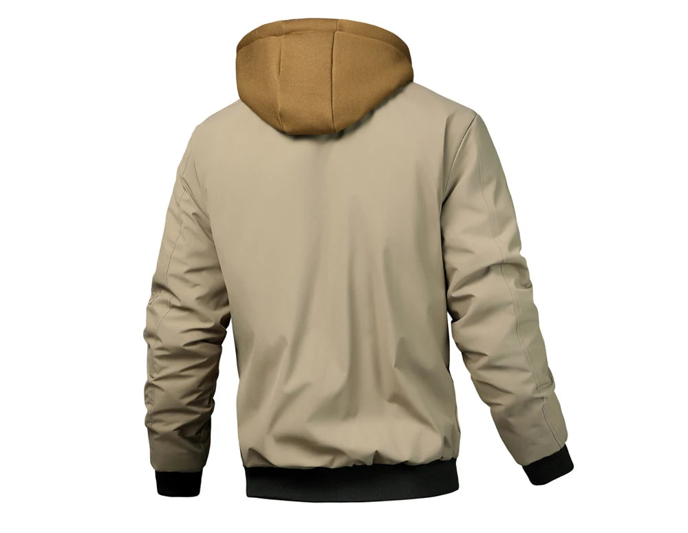 Autumn Winter Men's Warm Windbreaker Jacket Outdoor Man Thick Windbreaker Hiking Hooded Coats Men Thermal Sports Zipper Parkas J Pi-Mart
