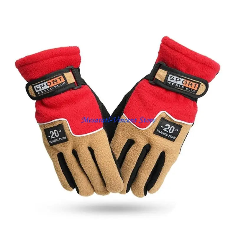 A70F Winter Warm Thermal Motorcycle Gloves Fleece Mittens For Women Men Snow Sports Hiking Back Windproof Lightweight Pi-Mart