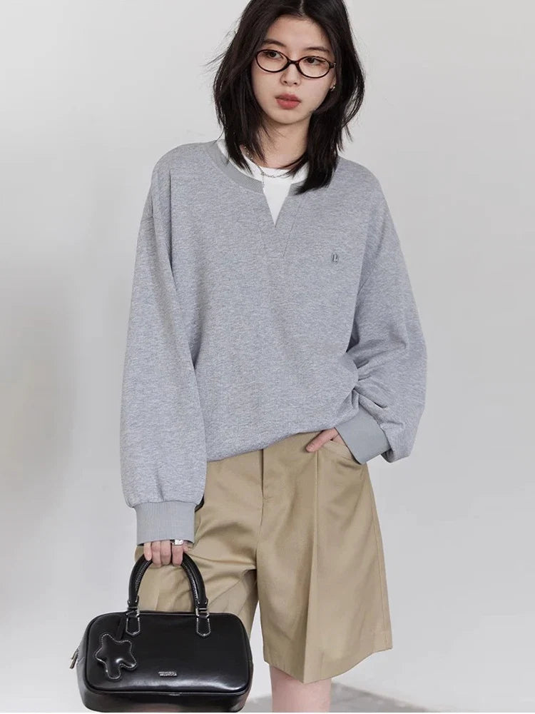 CHIC VEN Korean Women Sweatshirts Loose Casual New Contrast Splicing Hoodie Female Top Woman T Shirt Pullover Spring Autumn 2025 LadyShow.Store