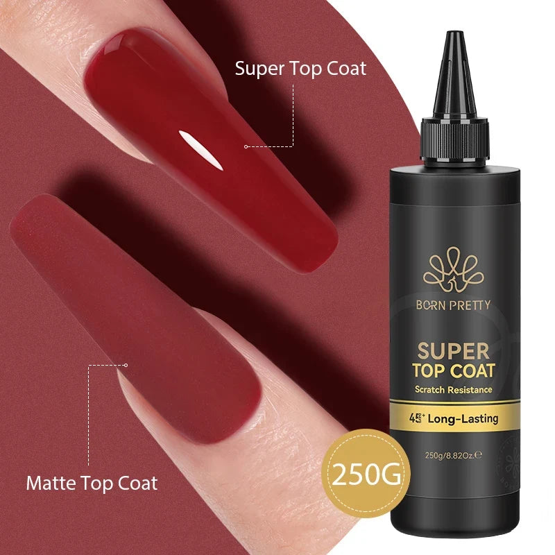 BORN PRETTY 250g Super Top Coat Professional Nail Art Soak Off Top Coat Long-lasting Anti-Stain Functional Gel Polish Tri Light Beauty