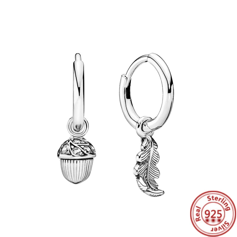 Hot Sale 925 Sterling Silver Heart Earrings Fit Original Charms Hoop Earrings For Women Girls Stud Earring Fine Jewelry Gifts Pi-Mart