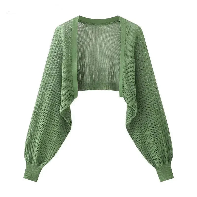 French Ice Silk Knitted Sun-Proof Cardigan Top Women's Summer Thin Jacket Waistcoat Suspender Skirt Shawl Outer Match Blouse LadyShow.Store