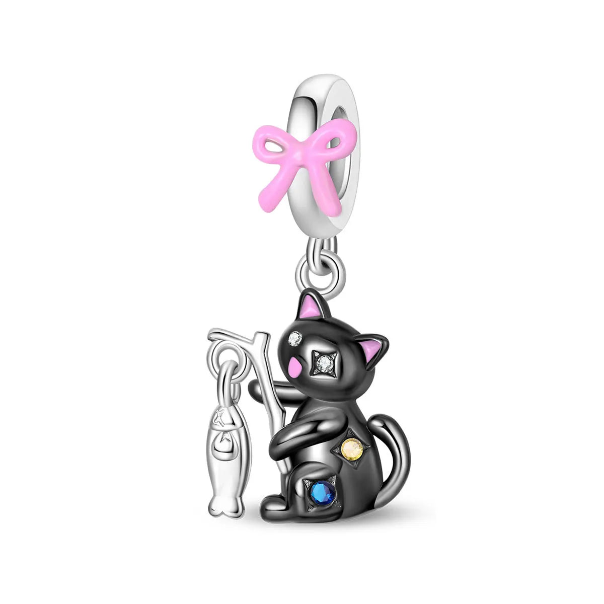 Attractive pendant featuring an animal - a baby elephant, a cat, a swan. Beaded DIY jewelry for a bracelet accessory. Pi-Mart