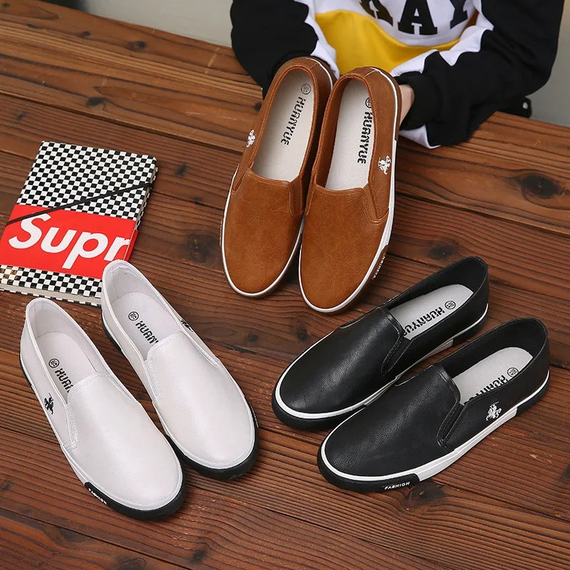 2026 New Leather Men's Shoes Luxury Fashion Men Casual Shoes Retro Comfortable Loafers High Quality Men's Sneakers Driving Shoes Pi-Mart