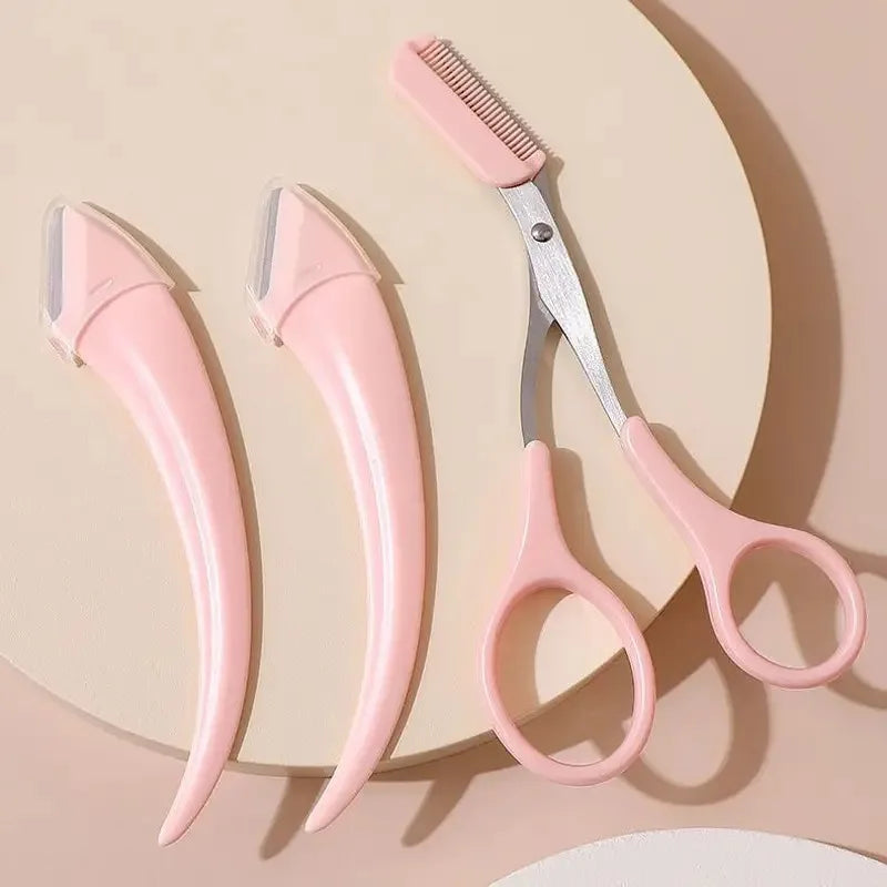 Eyebrow Trimmer Set, Curved Eyebrow Razor, Eyebrow Scissors With Comb, Convenient Easy Beauty Tools For Beginners Pi-Mart