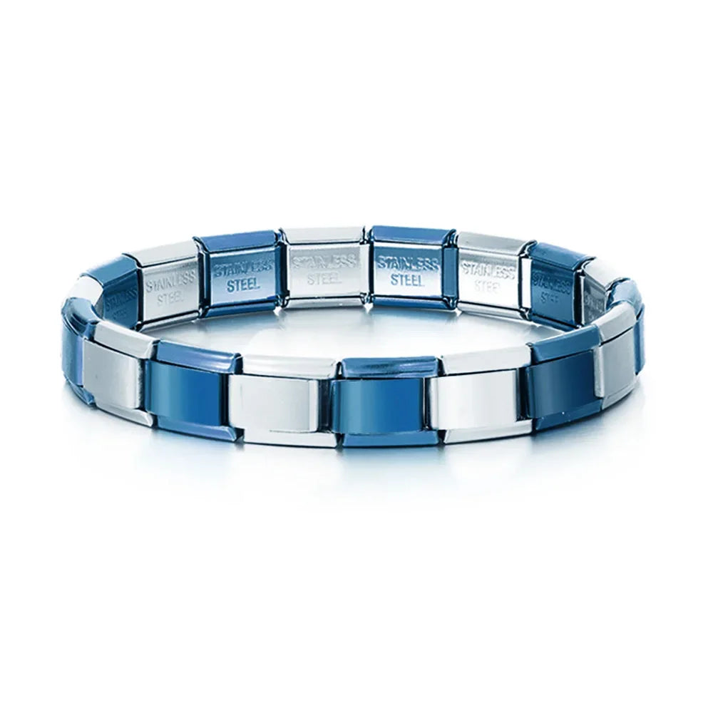 Italian Charm Link for Women Men 9mm Width Silver Gold Color Chain Stainless Steel Bracelet on Hand DIY Making Jewelry Wholesale Pi-Mart