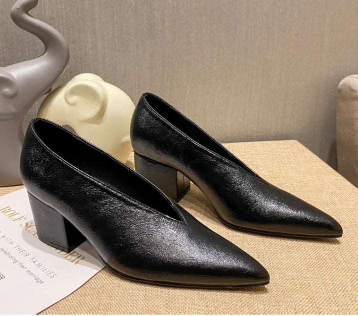 XGRAVITY Sexy Autumn New Designer Vintage Evening Shoes Ladies Fashion Pointed Toe V Cut Woman Shoes High Heel Pumps Sexy C323 LadyShow.Store