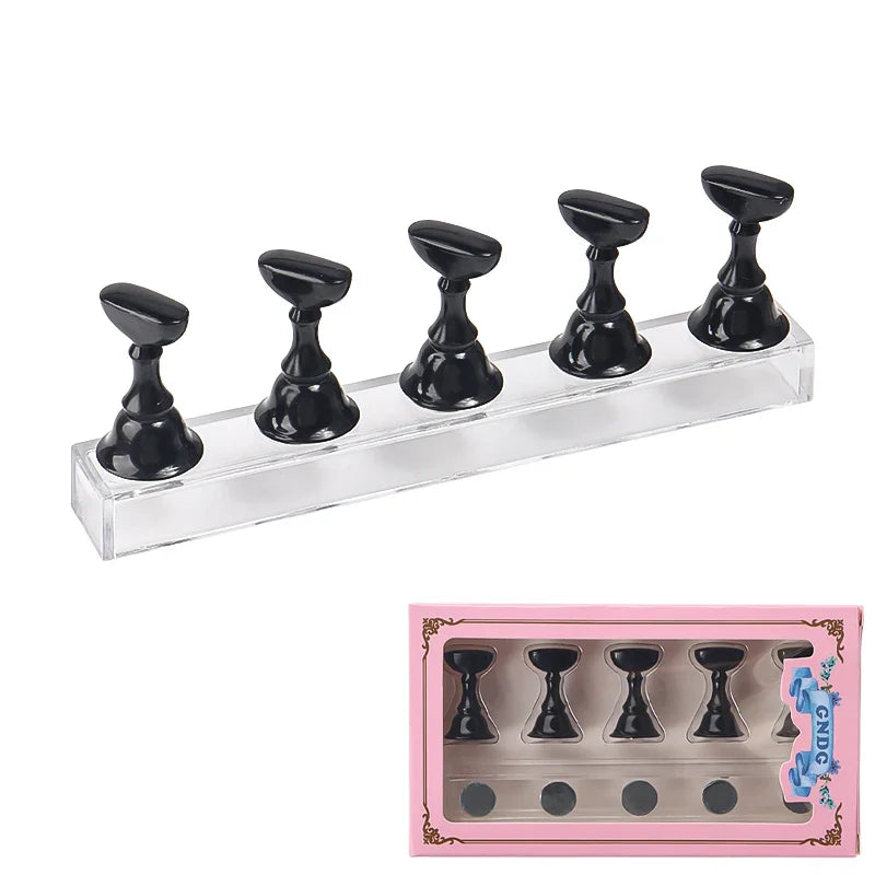 5pcs Chess Magnetic Nail Holder Acrylic Nail Tips Practice Display Stand Showing Shelf Gel Polish Display Stand Manicure Tools Tri Light Beauty
