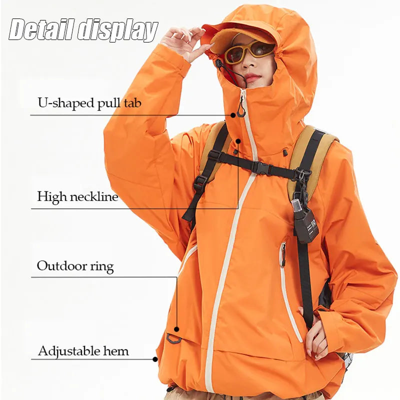 New Men Waterproof Hiking Jacket Women Windproof Sports Coat High Quality Hooded Jacket Outdoor Ride Climbing Running Jacket LadyShow.Store