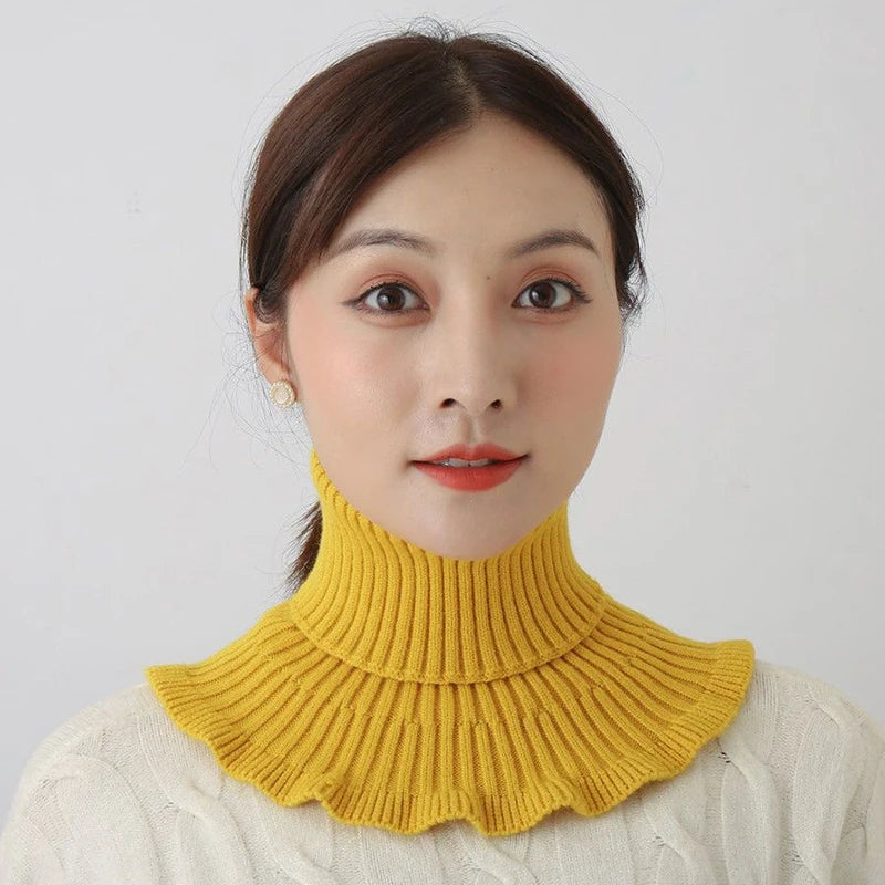 Warm Knitted Fake Collar Women Thicken Turtleneck Ruffles False Collars Detachable Neck Guard Winter Windproof Fake Collar Pi-Mart