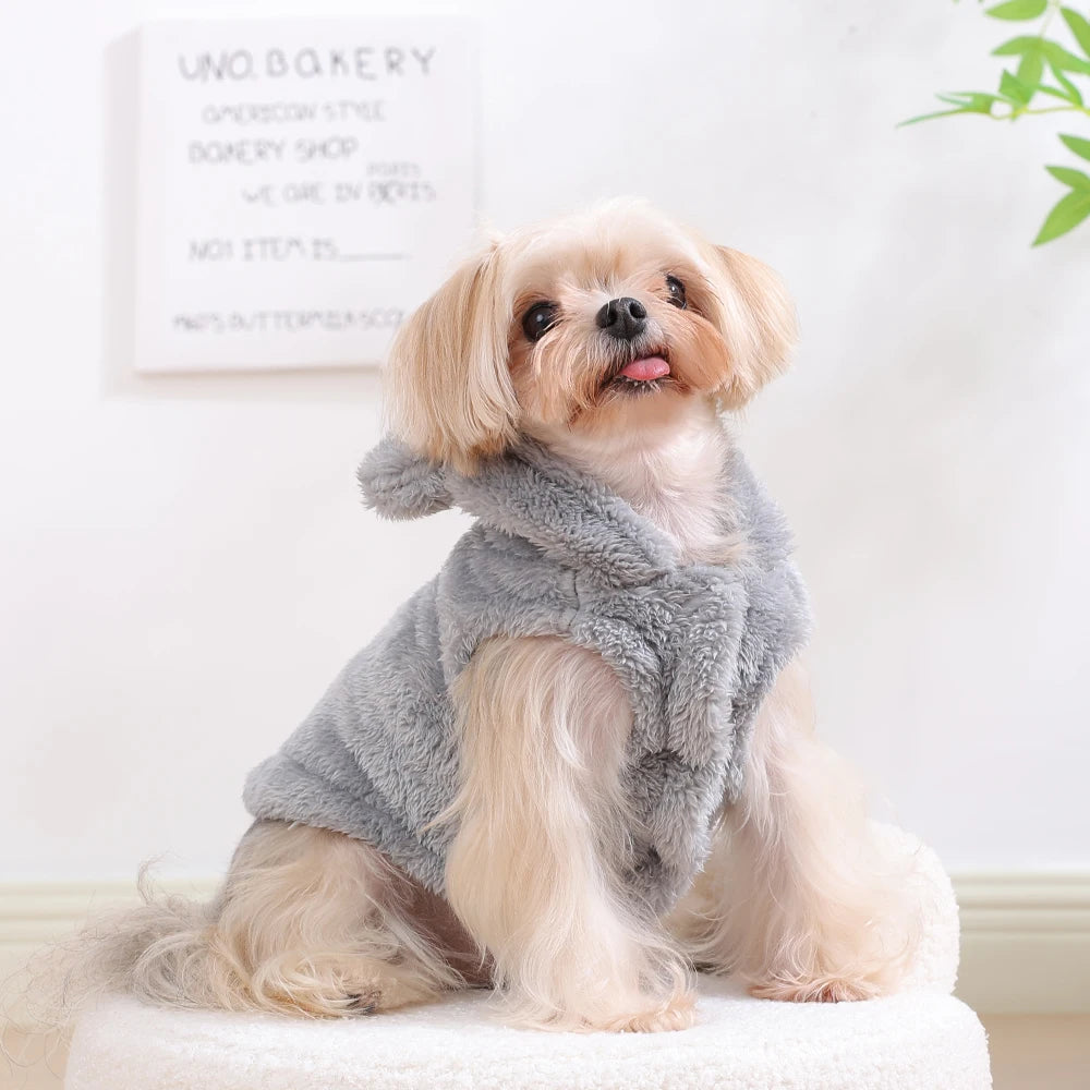 Soft Fleece Pet Dog Clothes Cute Hoodie Coat For Small Medium Dogs Cats Autumn Winter Puppy Hooded Jacket Sweater Pug Apparel Pi-Mart