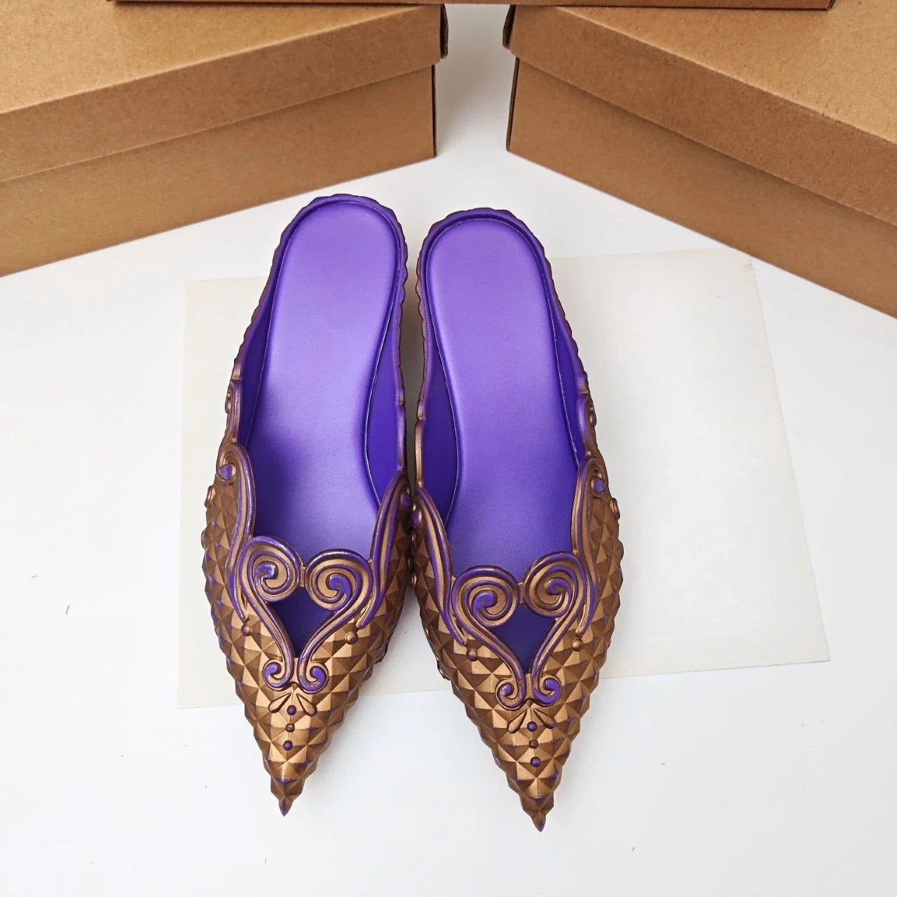 Original Brand Style Women Pointed-toe Crystal High Heel Slippers  Girl Retro Elegance Slippe Ladies Fashion witch Summer Slides LadyShow.Store