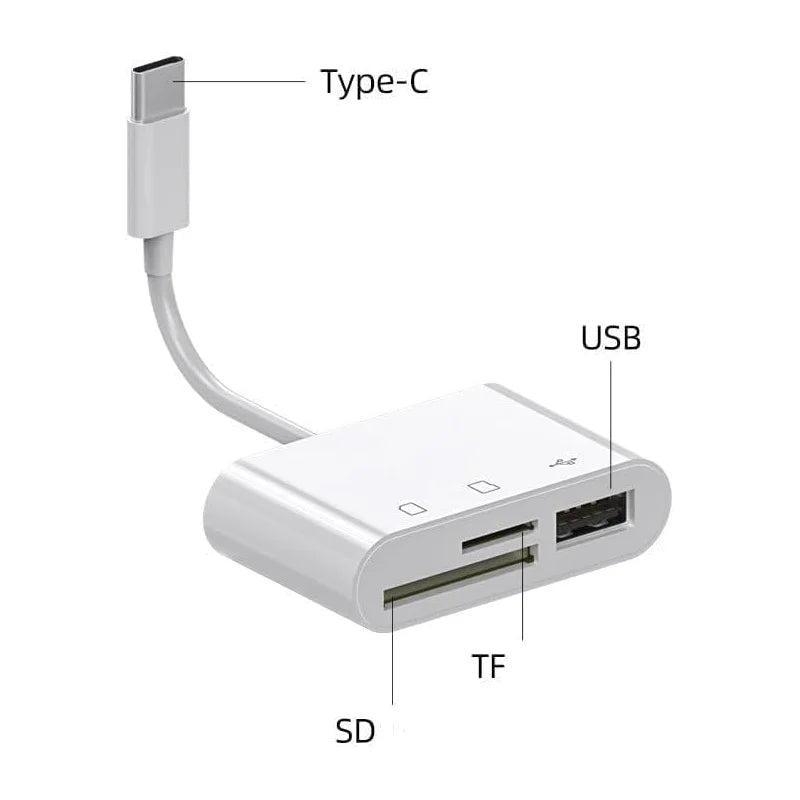 USB C SD Card Reader, USB C to Micro SD TF Memory Card Reader, 3-in-1 USB Camera Card Reader Adapter Pi-Mart