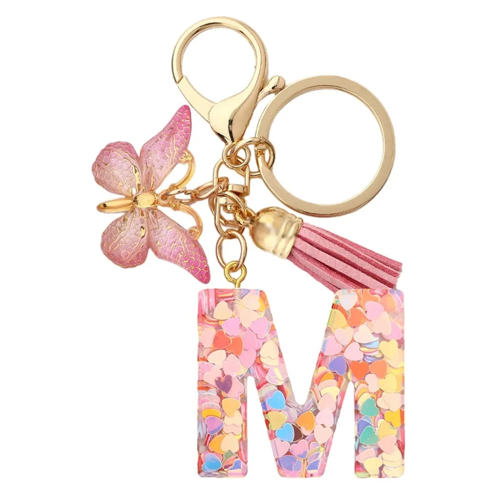 Fashion DIY A-Z Letters keychain Metal Holder Pendent Key Chain Women Car Key Ring Simple Letter Name Key Party Gift Jewelry Pi-Mart