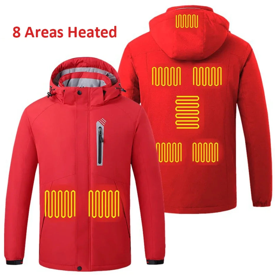 Heating Jackets Men Winter Warm Heated Windbreaker 8 Zones Electric Heated Coat Waterproof Coat Plus Size 5XL Outerwear Male Pi-Mart