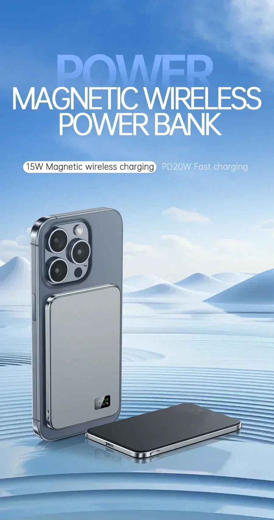 Lenovo Magnetic Wireless Power Bank PD22.5W Fast Charging Magsafe External Battery 500000mAh For iPhone Xiaomi Pi-Mart