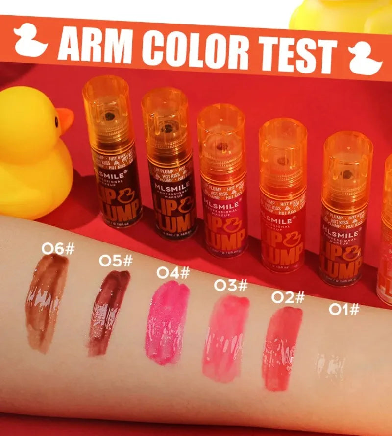 MLSMILE Duck Lip Plump Lip Oil Moisturizing Lip Gloss Mirror Water nature long-lasting  Gloss Gloss Pearl Lip Glaze Set Tri Light Beauty