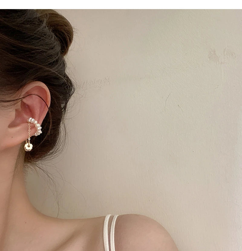 Irregular Pearl Ear Clip Fake Piercing Ear Cuff Artificial Pearls Ear Clips On Earrings Women French Retro Elegant Jewelry Gifts Pi-Mart