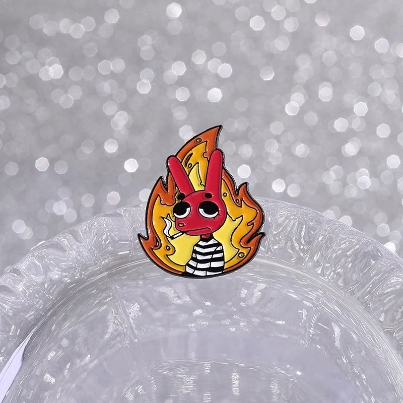 Red Rabbit Enamel Pins Custom NUNCA HABIA VISTO TANTA CACA JUNTA Brooches Lapel Badges Clothes Animal Jewelry Gift for Friends Pi-Mart