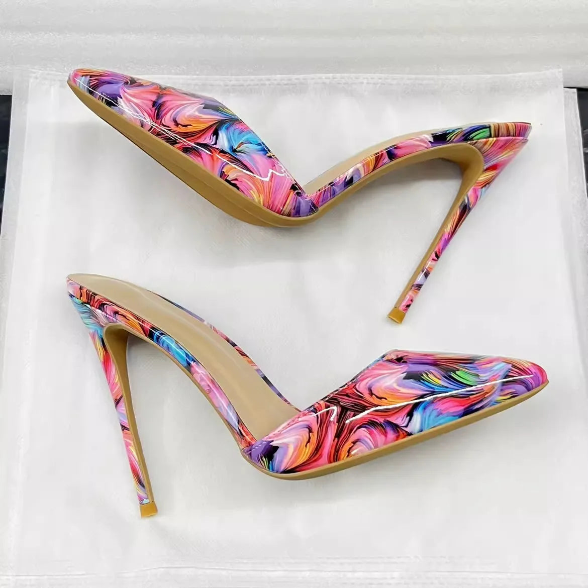 Pointed Toe 8/10/12 cm High Heel Mule for Women with a Distinctive Style, Wearing Ultra High Heel Half Slippers Externally LadyShow.Store