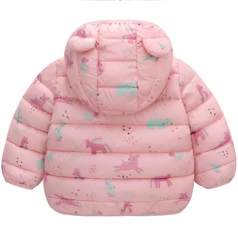 2023 Baby Girls Jackets For Kids Cartoon Bear Zipper Coats Autumn Boys Warm Hooded Down Jackets Children Christmas Outerwear LadyShow.Store