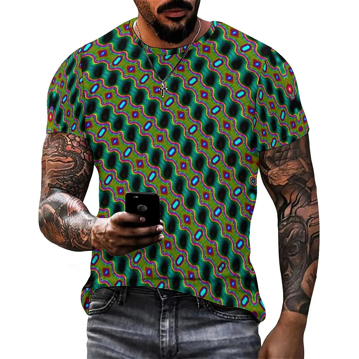Gathering Novel Funny Men's 3D Printed Short-Sleeve T-Shirt - Crew Neck 3D Top Pi-Mart