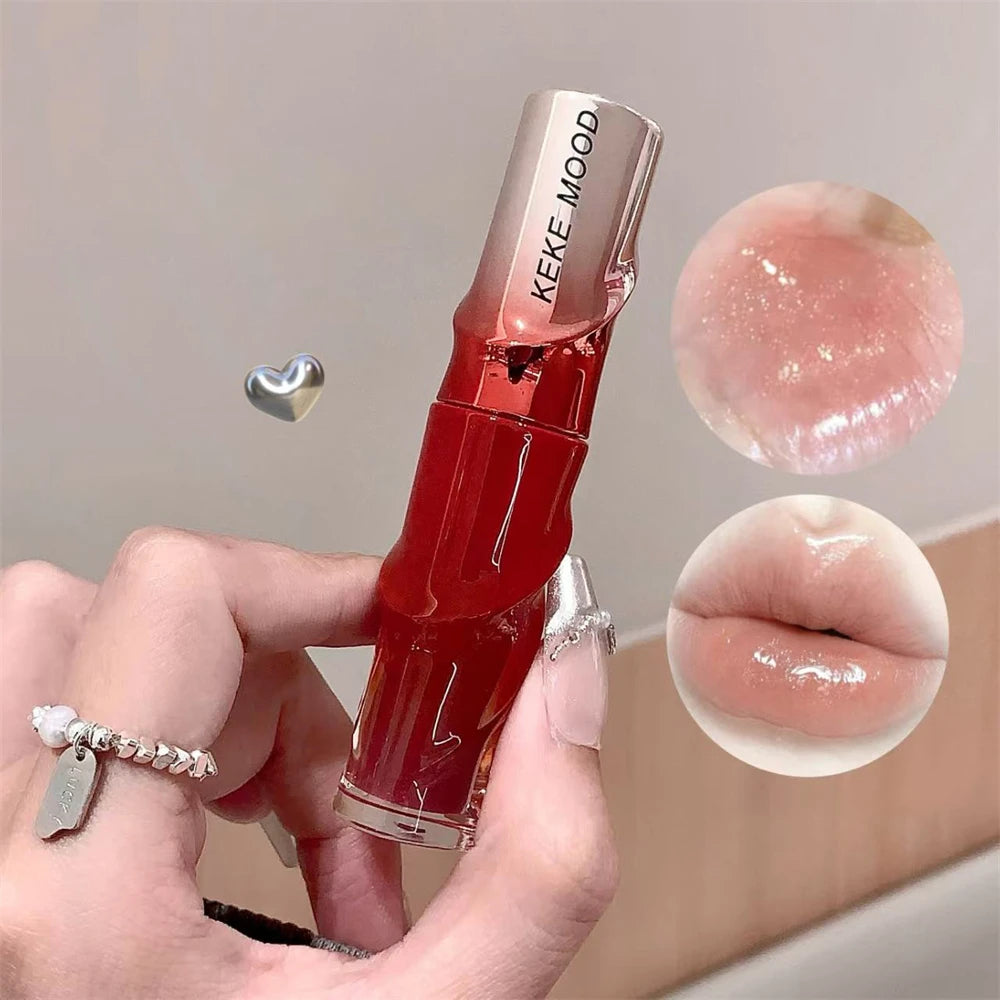 Crystal Nude Gray Glossy Lip Stain Mirror Korean Lip Glaze Sheer Nude Glitter Lip Tint Watery Shine Plumping Lipgloss Cosmetics Pi-Mart