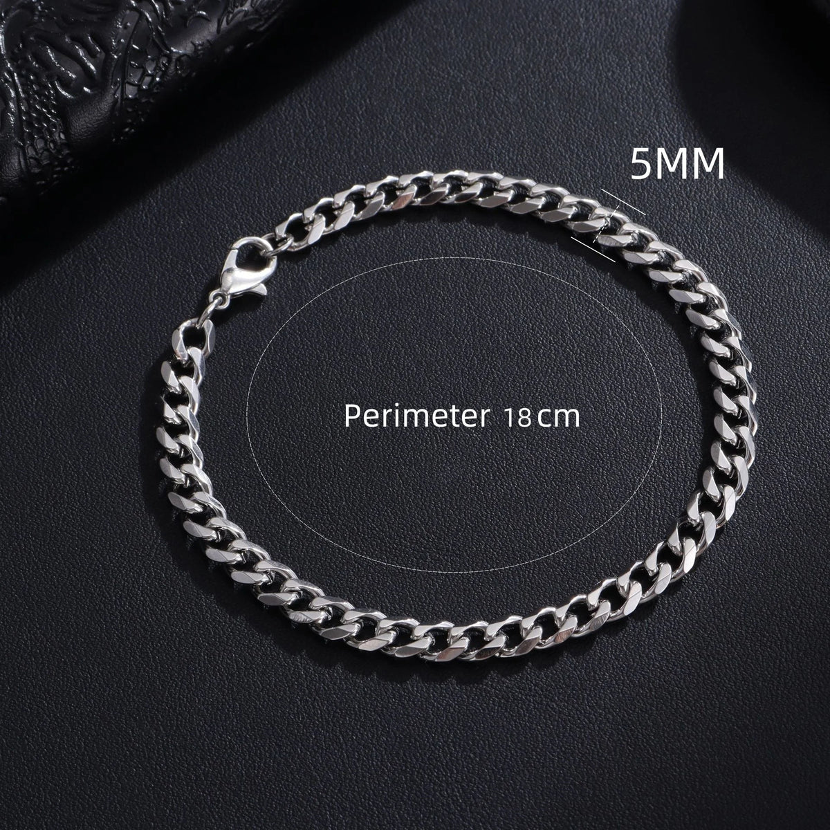 New Trendy Cuban Chain Men Bracelet Classic Stainless Steel 3/5/7/9mm Width Chain Bracelet For Men Women Jewelry Gift Pi-Mart