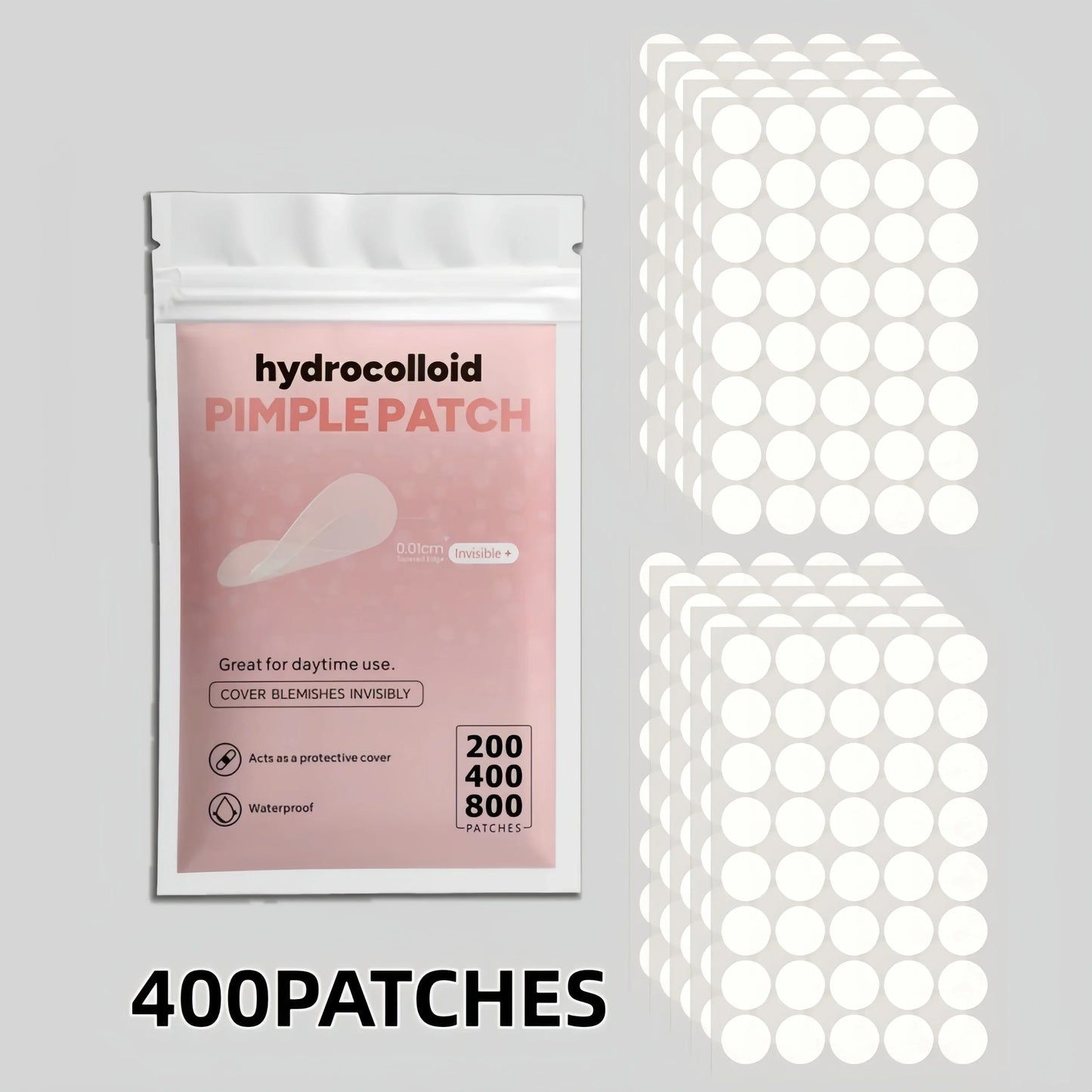 200/400/800pcs Invisible Clear Pimple Patch Set – Deep-Cleansing Hydrocolloid Acne Stickers, Mixed Sizes, Gentle & Skin-Friendly Tri Light Beauty