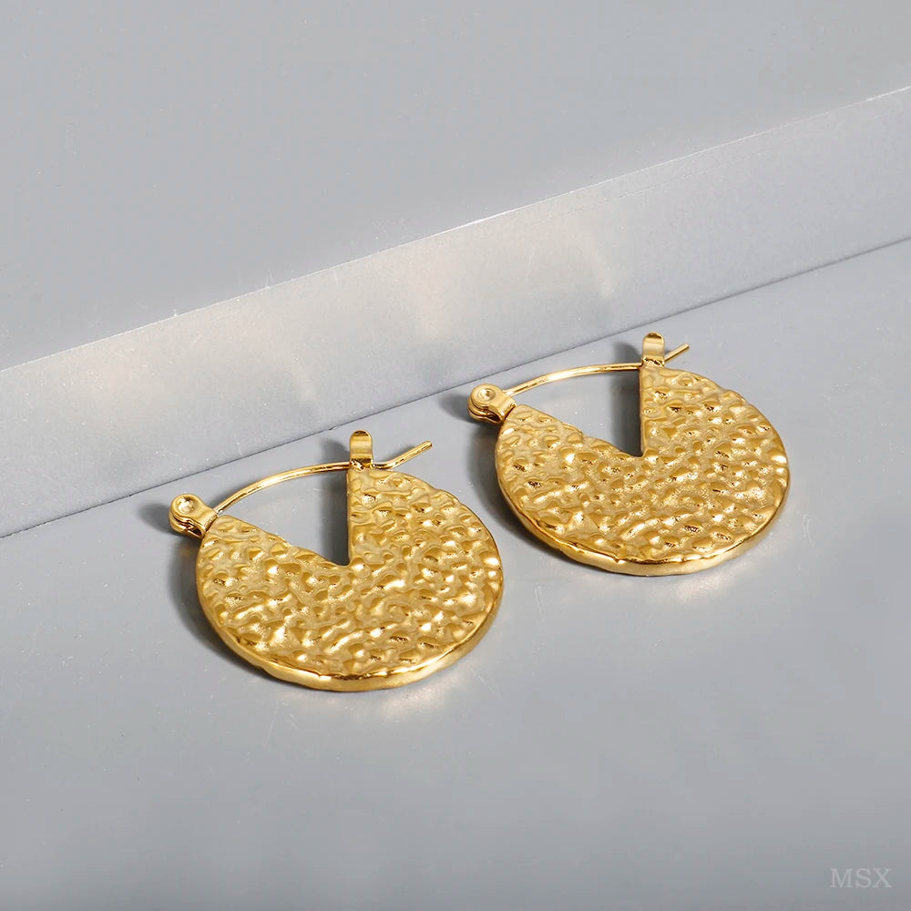 Shiny Zircon Hoop Earrings for Women Trendy Golden Stainless Steel Circle Earring Jewelry Pendientes Pi-Mart