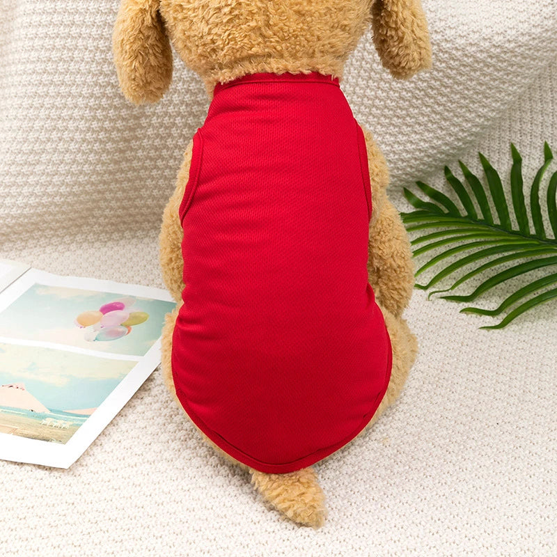 Solid Red Yellow Pet Cat Vest for Small Dogs French Bulldog Puppy Summer Clothes Breathable T shirt Unisex York Dog Pet Products Pi-Mart