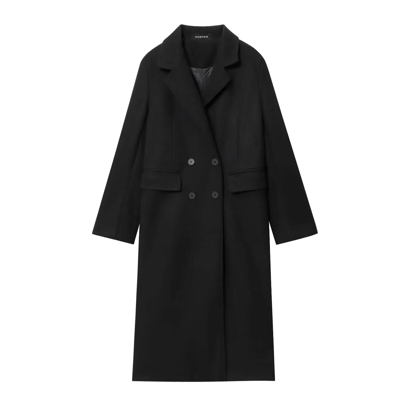 HH Women Fashion Burgundy Coat Double Breasted Long Sleeve Lapel Blends Jacket Autumn Winter High Street Outerwear LadyShow.Store