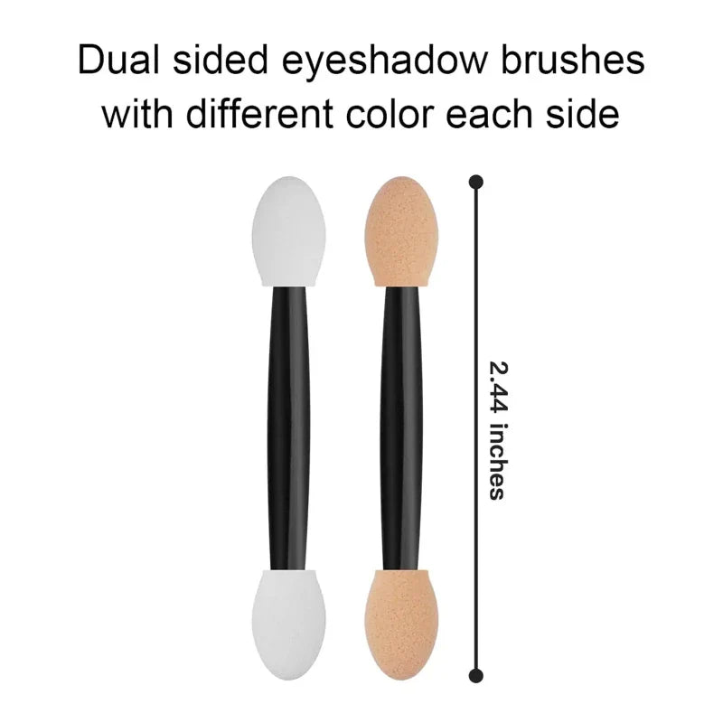 Cuttte 50/100PCS Disposable Dual Sides Eye Shadow Sponge Applicators with Container,  Length Eyeshadow Brushes Makeup Applicator LadyShow.Store