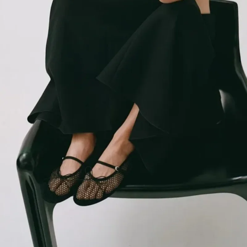 Mesh Summer Ballet Flats Shoes Women Buckle Strap Breathable 2025 New Flats Shoes Ladies Black Mary Janes Footwear Loafers LadyShow.Store