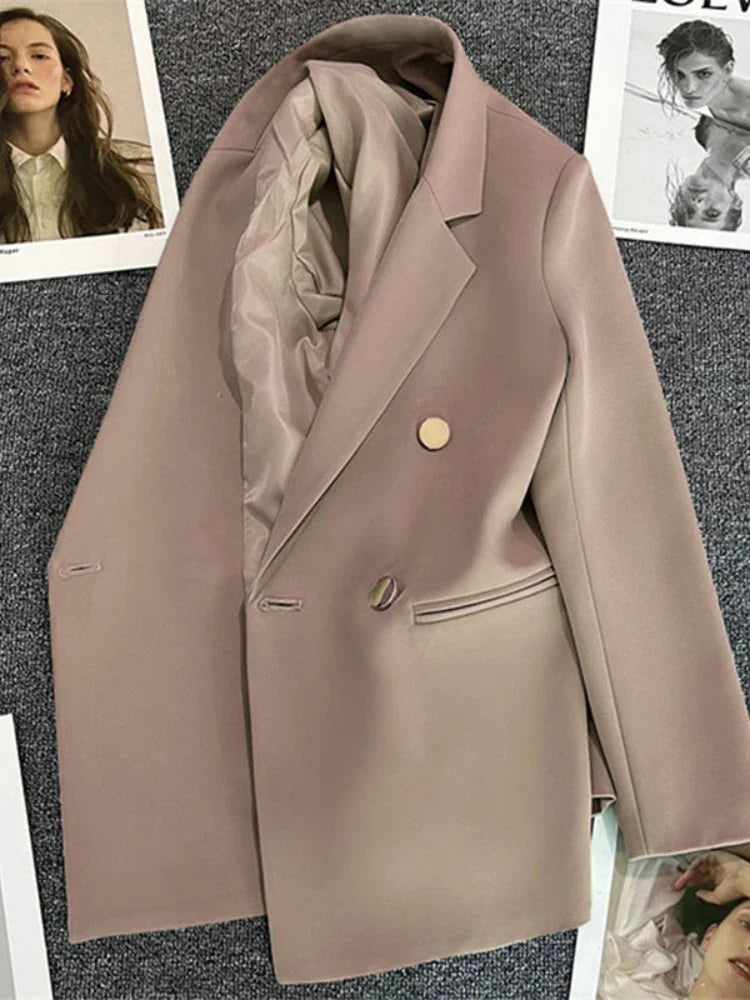 Women Suit Blazer Elegant Coat 2025 Spring Autumn Fashion Korean Blazer Luxury Double Breasted Jacket Solid Ladies Tops Clothes LadyShow.Store