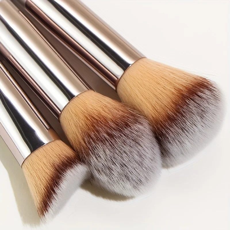 10 Pcs Champagne Gold Makeup Brushes Complete Set of Foundation Loose Powder Blush Concealer Eye Shadow Professional Set Tri Light Beauty