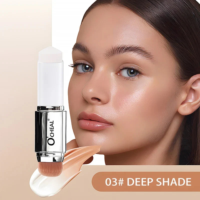 O'CHEAL Temperature Changing Foundation Stick Facial Coverage Blemishes Pores Double-Headed Face Matte Makeup Foundation Cream Tri Light Beauty