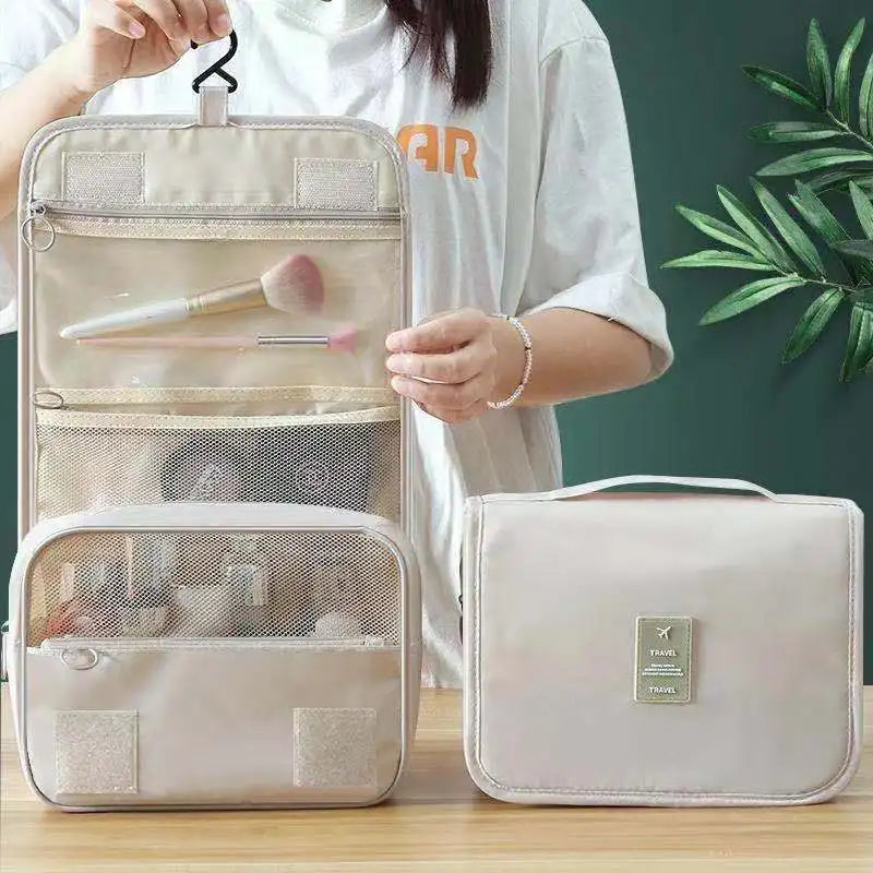Travel Hanging Makeup Bag Large Capacity Portable Hand-held Storage Wash Bag with Simple Hook for Cosmetic Organization Pi-Mart