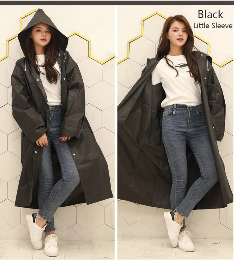 Raincoat Women Men Impermeable Thickened Waterproof Raincoat Tourism Outdoor Hiking Rain Poncho Raincoat Hooded Rain Coat Pi-Mart