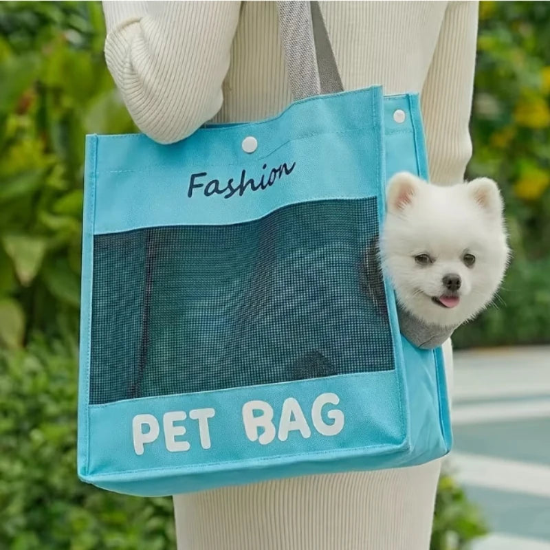 Fashion Portable Pet Tote Bag Breathable Mesh Cat Dog Shoulder Bag Outdoor Travel Handbag Small Puppy Kitten Transport Bag Pi-Mart