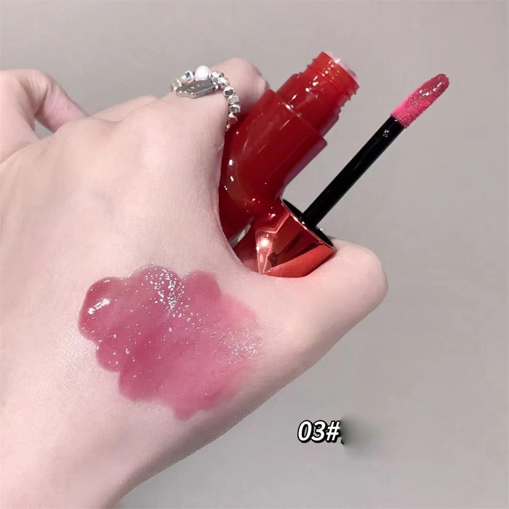 Crystal Nude Gray Glossy Lip Stain Mirror Korean Lip Glaze Sheer Nude Glitter Lip Tint Watery Shine Plumping Lipgloss Cosmetics Pi-Mart