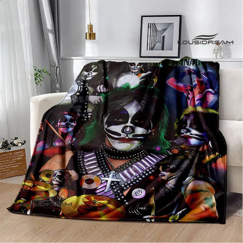 Kiss Band Printed Blanket picnic blanket Warm Blanket Flannel Home Travel Blanket throw blanket bed linings Birthday Gift Pi-Mart
