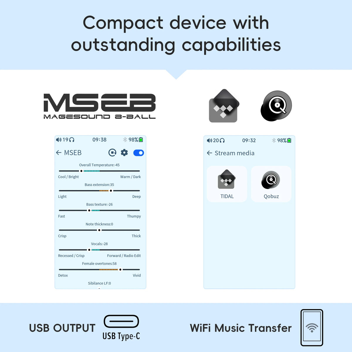 HiBy R1 HiFi Audio Music Player MP3 USB DAC WiFi Bluetooth 5.1 DSD256 PCM384kHz/32bit X1600E CS43131 MSEB Web Radio 3.5mm Output Pi-Mart