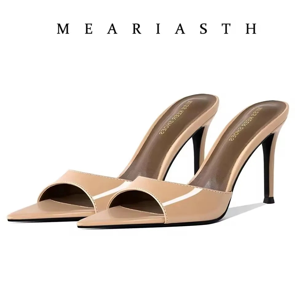 12/10cm pointed Open Toe High Heel Shoes Woman Summer OutsideSlipper Party Stiletto Luxury Designer Patent Leather Women Sandals LadyShow.Store